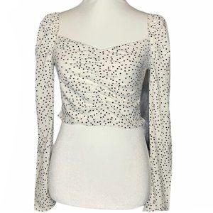 Blue Blush White Polka Dot Crop Top Size: S